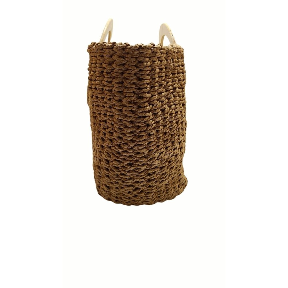 Wicker Woven Straw Handbag  Beach Bag Wood Handles - Picture 4 of 8